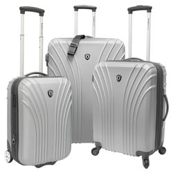 3 Piece Expandable Luggage Set in Silver 3 Piece Expandable Luggage Set in Silver