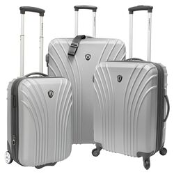 3 Piece Expandable Luggage Set in Silver