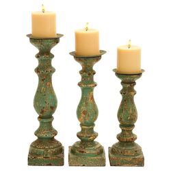 3 Piece Candleholder Set in Green