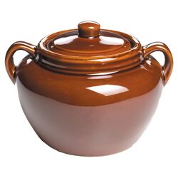 Ceramic Oval Bean Pot in Brown