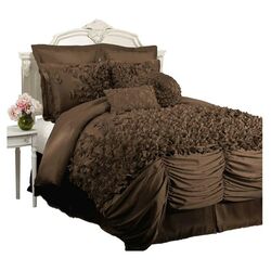 Lucia 4 Piece Comforter Set in Brown