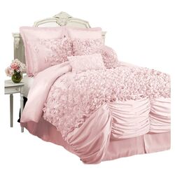 Lucia 4 Piece Comforter Set in Pink