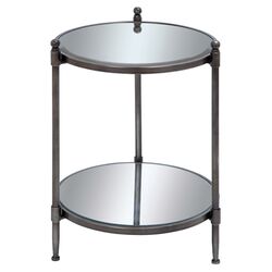 Mirrored End Table in Silver
