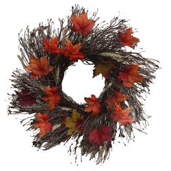 Fall Foliage Twig Wreath in Brown & Orange