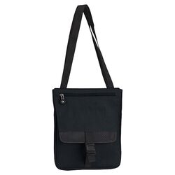 Slim Tablet Messenger Bag in Black
