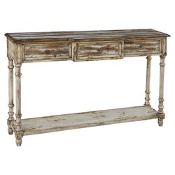 Distressed Console Table in Cream & Brown