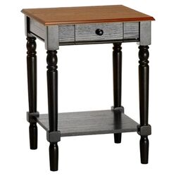 French Country End Table in Black & Cherry