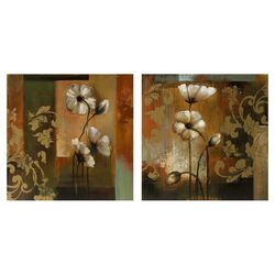Damask Floral Canvas Wall Art (Set of 2)