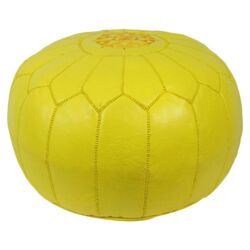 Moroccan Pouf Ottoman in Yellow