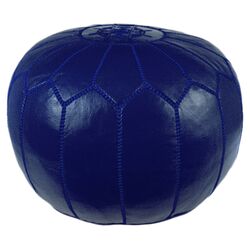 Moroccan Pouf Ottoman in Navy Blue