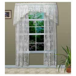 Scallop Bridal Lace Curtain Panel in White