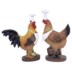 2 Piece Rooster Chef Figurine Set
