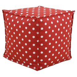 Ikat Dot Ottoman in Red