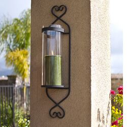 Iron & Glass Cylinder Wall Sconce in Black