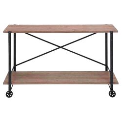 Accent Metal Wood Console Table in Brown