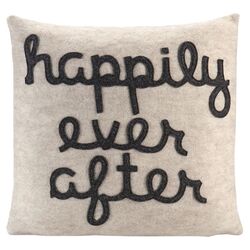 Happily Ever After Pillow in Oatmeal & Charcoal
