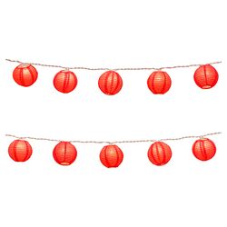 10 Piece String Paper Lantern Set in Red