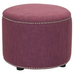 Louis Fabric Round Ottoman in Rose