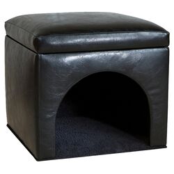 Bonded Leather Pet Bed in Black