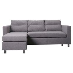 Detroit Covertible Sectional Sleeper Sofa & Ottoman in Ash