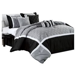 Quincy 8 Piece Comforter Set in Black