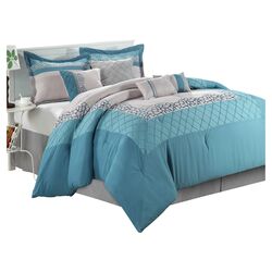 Mustang 8 Piece King Comforter Set in Blue
