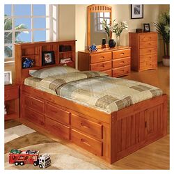 Vermont Twin Over Twin Bunk Bed in Honey Pine