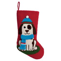 3D Dog Hooked Stocking in Red