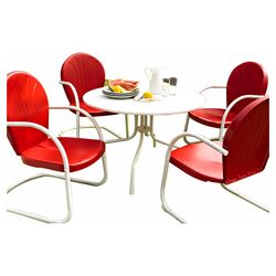 Griffith Metal 5 Piece Dining Set in Red