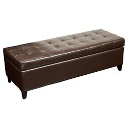 Mission Bonded Leather Storage Bench in Brown