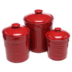 Sorrento 3 Piece Canister Set in Ruby