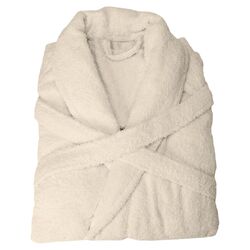 Egyptian Cotton Terry Bath Robe in Ivory
