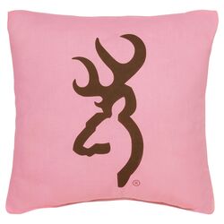 Buckmark Square Pillow in Pink