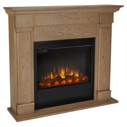 Lowry Slim Electric Fireplace in Blonde Oak
