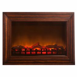 Wood Wall Mounted Electric Fireplace in Brown