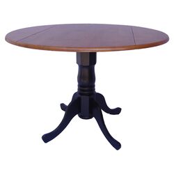 Round Dual Drop Leaf Dining Table in Black & Cherry