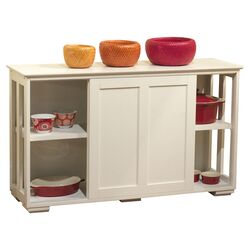 Pacific Wood Top Kitchen Island in White