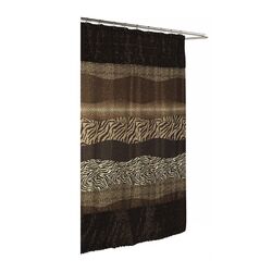 Felina Faux Fur Trimmed Shower Curtain in Brown