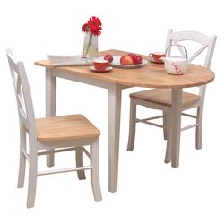 Tiffany 3 Piece Dining Set in White & Natural