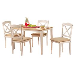 Mason 5 Piece Dining Set in White & Natural