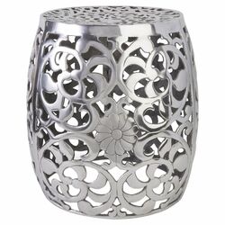 Paige Garden Stool in Silver