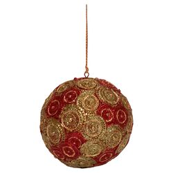 Cartwheel Ball Ornament in Red & Citron (Set of 2)
