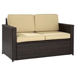 Palm Harbor Loveseat in Espresso with Tan Cushions