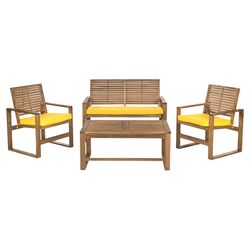 Ozark 4 Piece Lounge Seating Group in Brown with Yellow Cushions