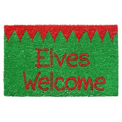 Sweet Home Elves Welcome Doormat in Green