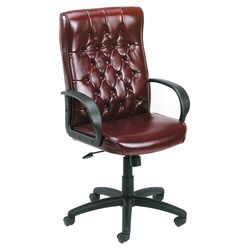 High Back Tufted Executive Chair in Oxblood with Arms