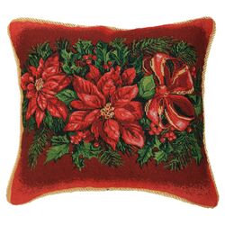 Seasonal Poinsettia Pillow Cover in Red