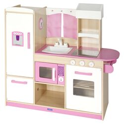 Dramatic Play Along Kitchen in Pink & White