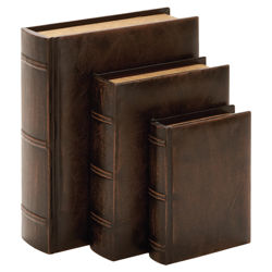 Library 3 Piece Leather Book Box Set in Brown