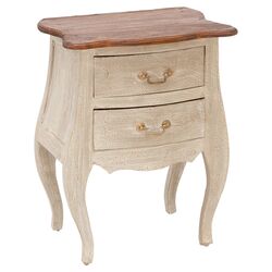 Regina End Table in Distressed White & Honey